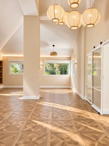 Salón comedor en la reforma integral de un chalet en Las Rozas